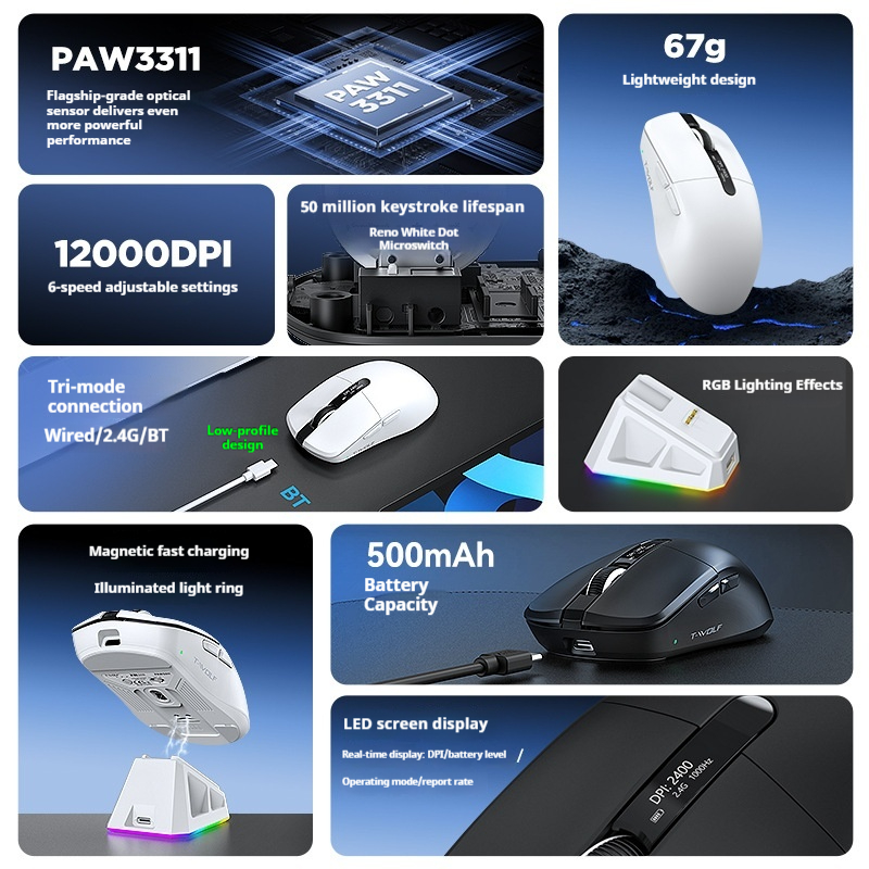 T-Wolf X12 Wireless Gaming Mou - Laptop Mouse review and price
